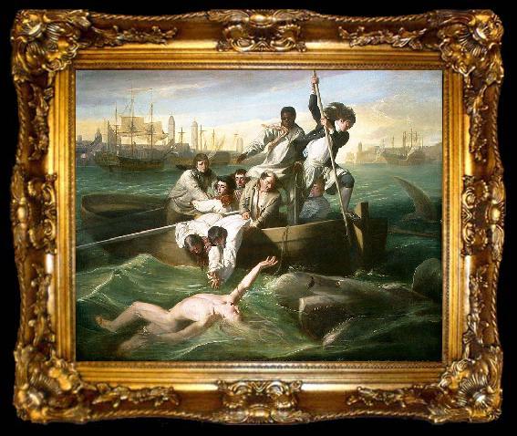 framed  John Singleton Copley Watson and the Shark (1778) depicts the rescue of Brook Watson from a shark attack in Havana, Cuba., ta009-2